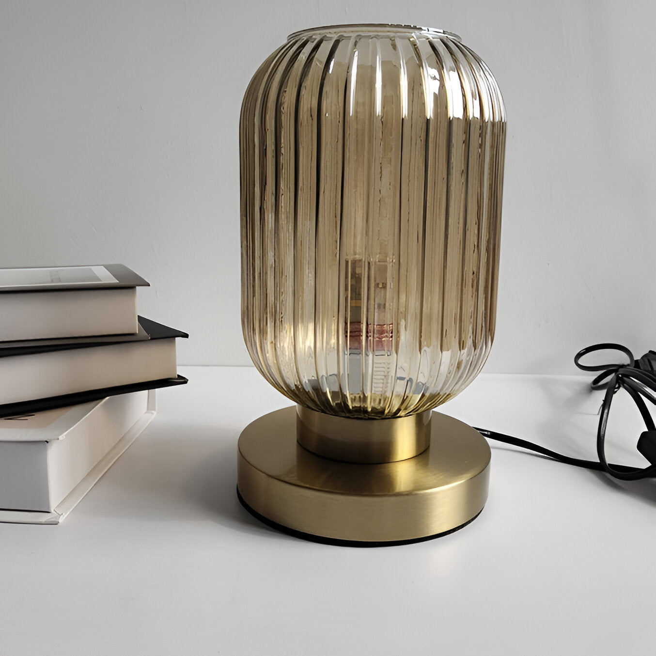 Nordic Table Lamp with Ribbed Glass