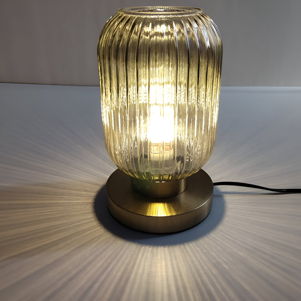 Nordic Table Lamp with Ribbed Glass