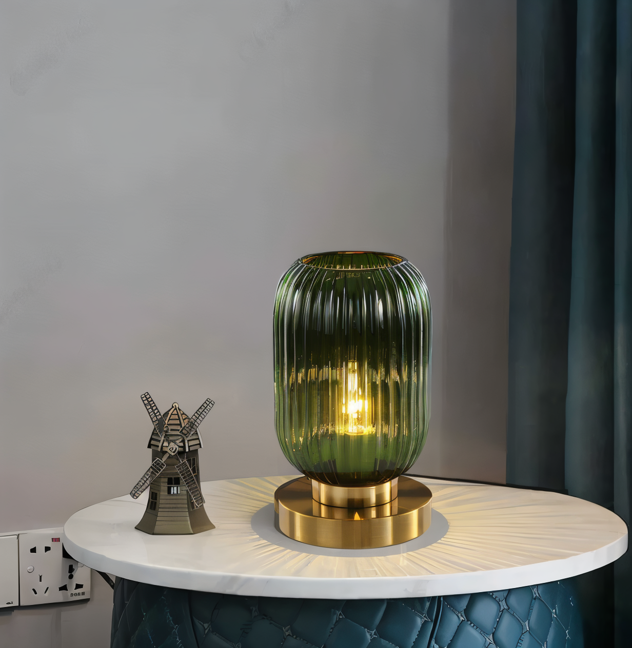 Nordic Table Lamp with Ribbed Glass