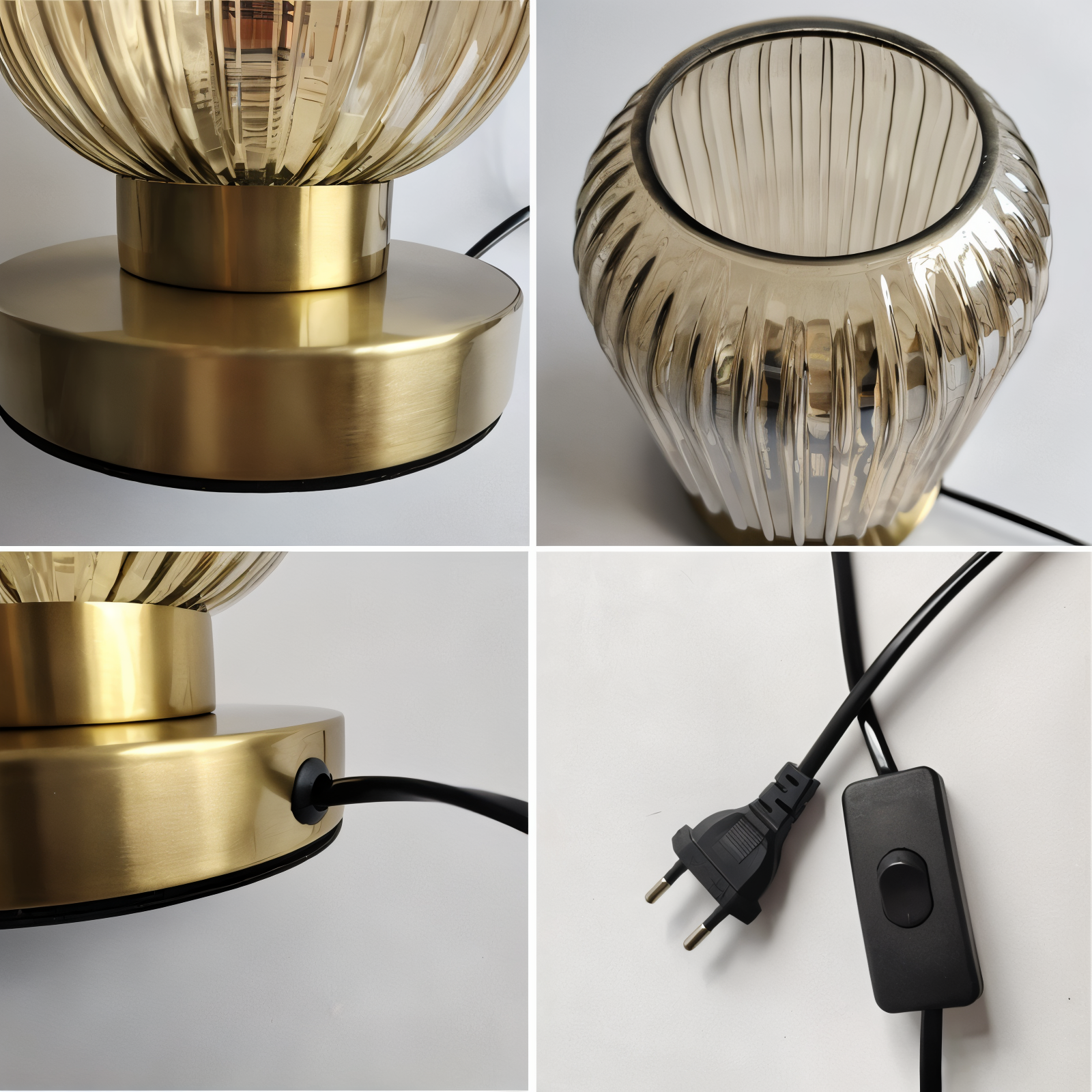 Nordic Table Lamp with Ribbed Glass