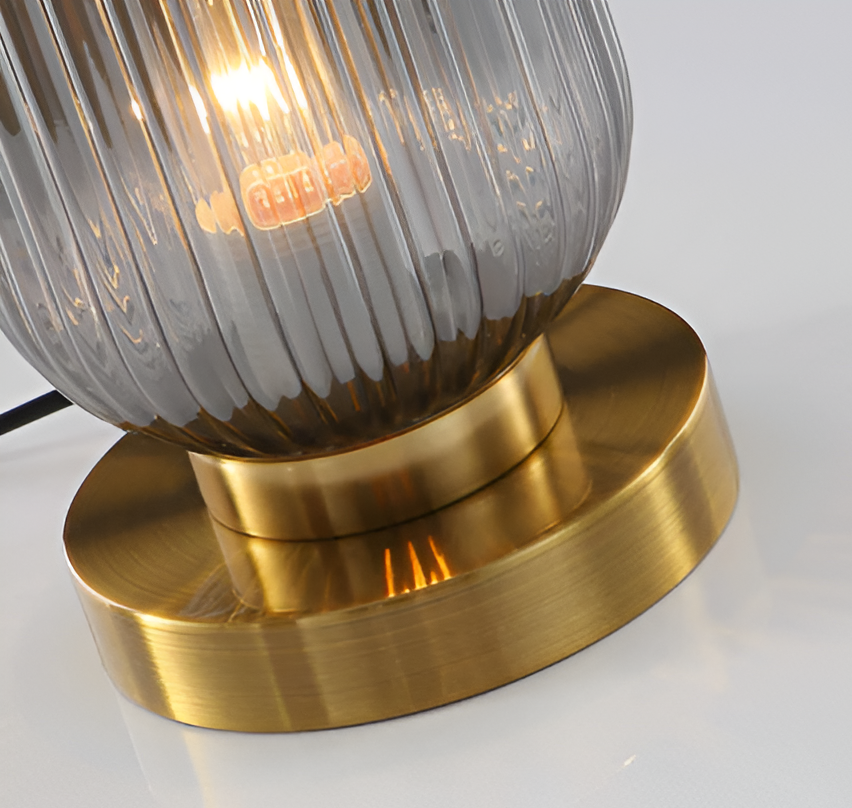 Nordic Table Lamp with Ribbed Glass