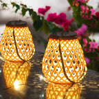 Solar Garden Lamp with Braided Bamboo Look