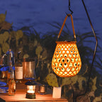 Solar Garden Lamp with Braided Bamboo Look