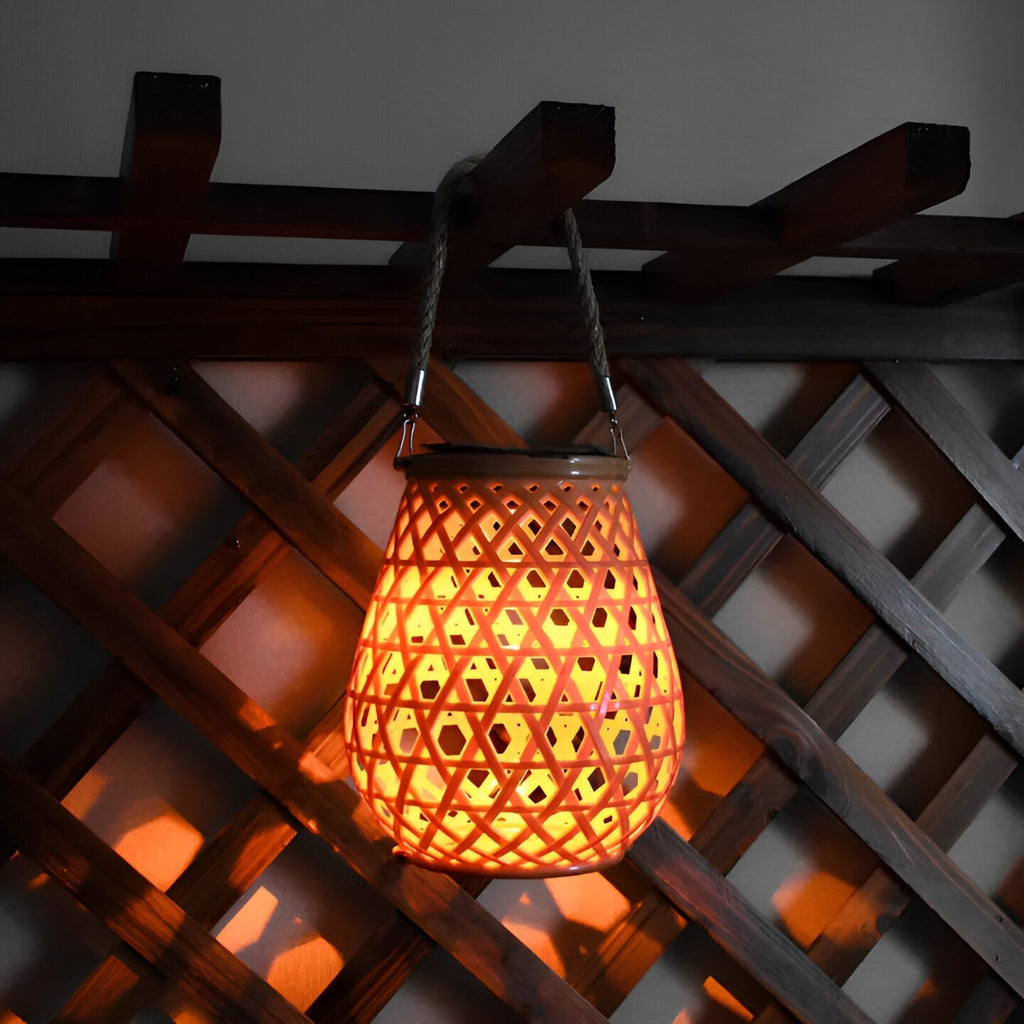 Solar Garden Lamp with Braided Bamboo Look