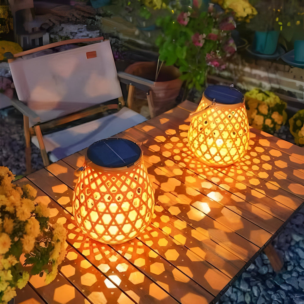 Solar Garden Lamp with Braided Bamboo Look