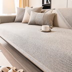 Solid Satin Sofa Cover – Non‑Slip Cotton & Polyester Protector