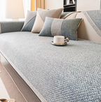 Solid Satin Sofa Cover – Non‑Slip Cotton & Polyester Protector
