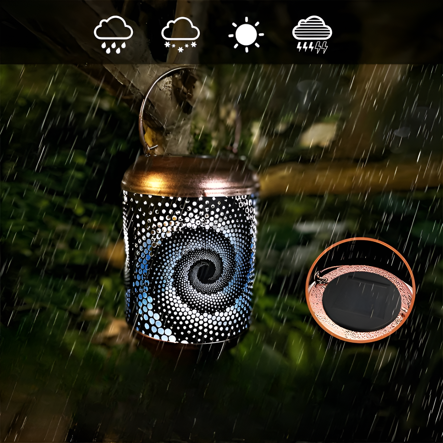 LioraSpira projection lamp Solar garden lamp with spiral projection | Artistic design | Weatherproof | 28x19x13 cm