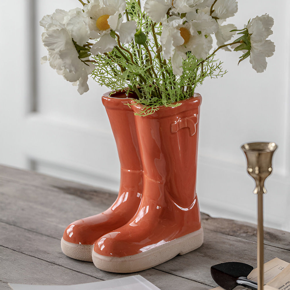 Stylish Ceramic Vase in Boot Shape