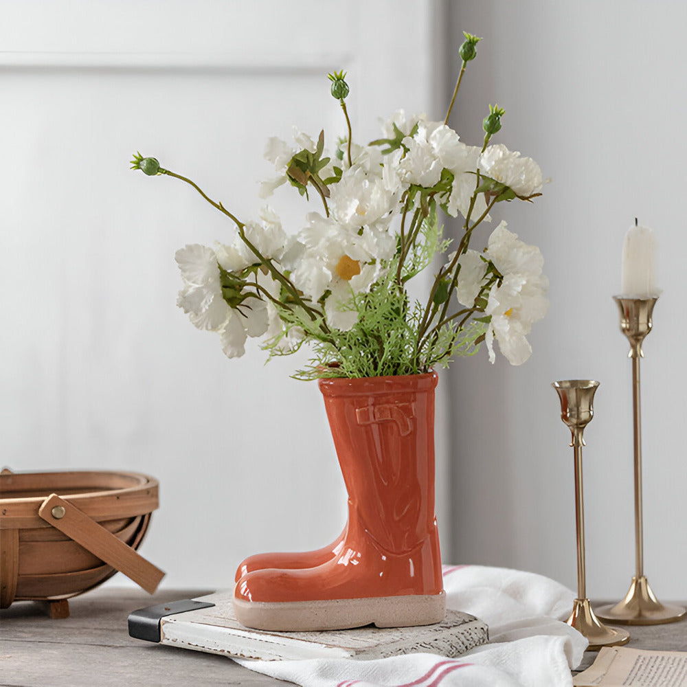 Stylish Ceramic Vase in Boot Shape