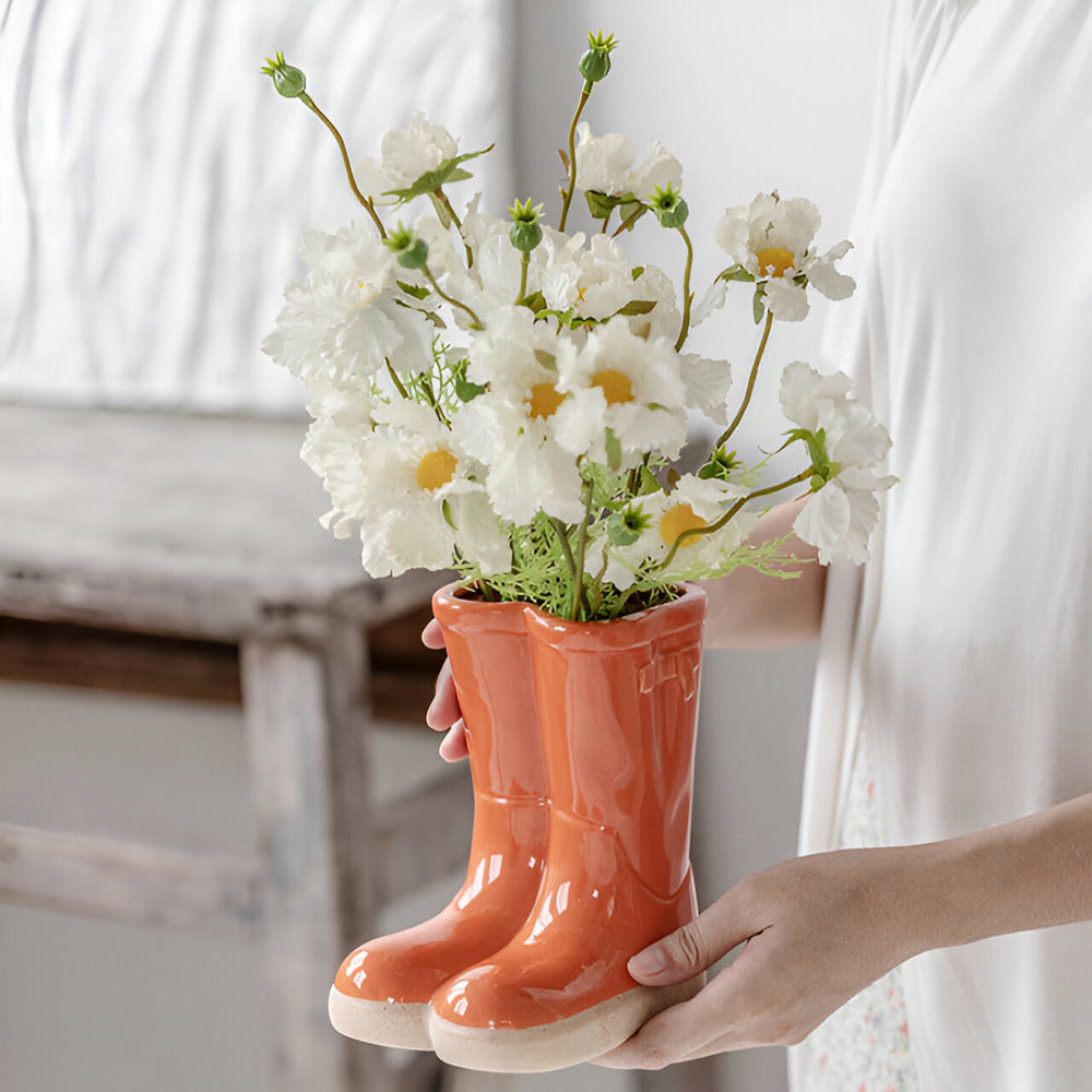Stylish Ceramic Vase in Boot Shape