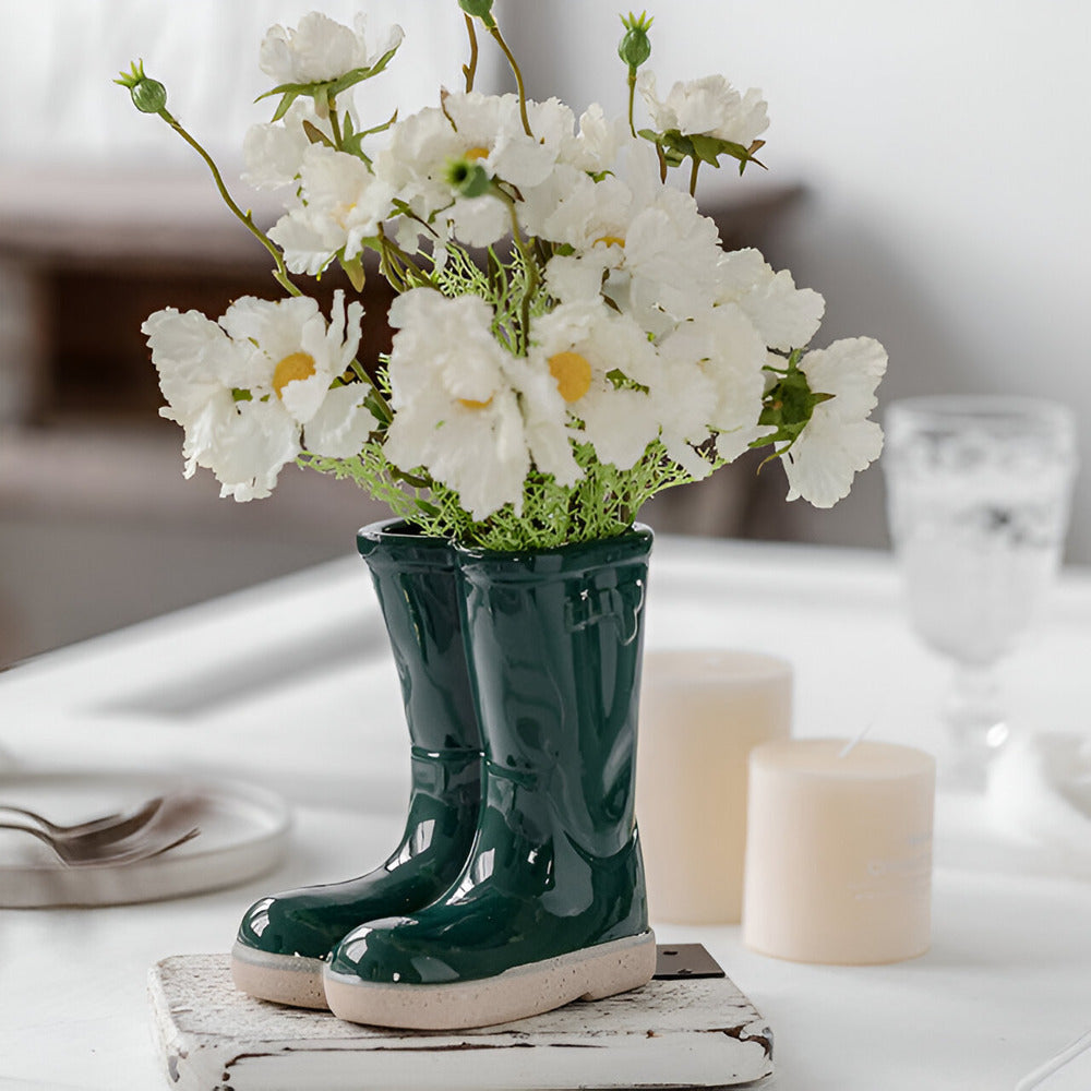 Stylish Ceramic Vase in Boot Shape