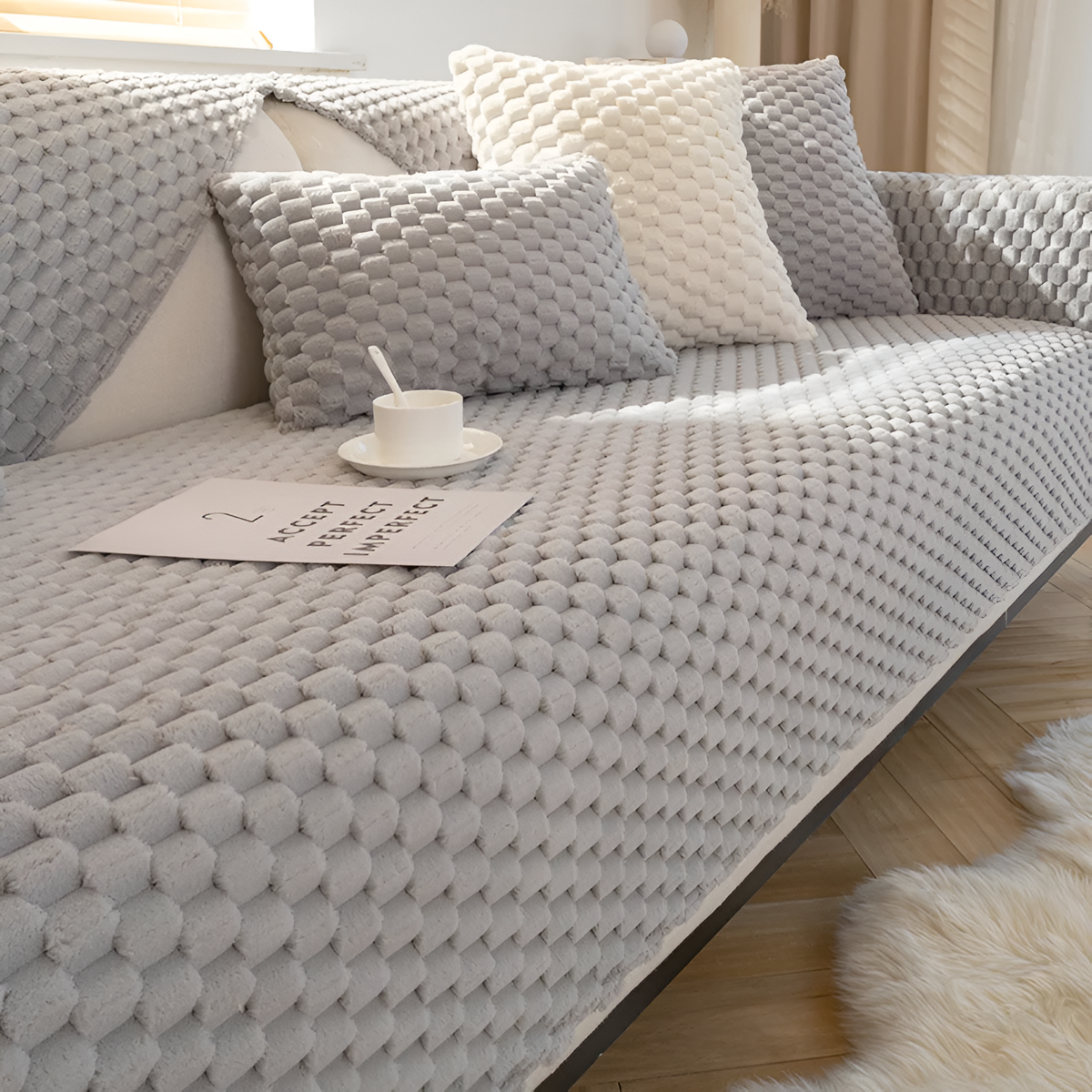 Honeycomb Sofa Cover – Non‑Slip Stain‑Resistant Couch Protector