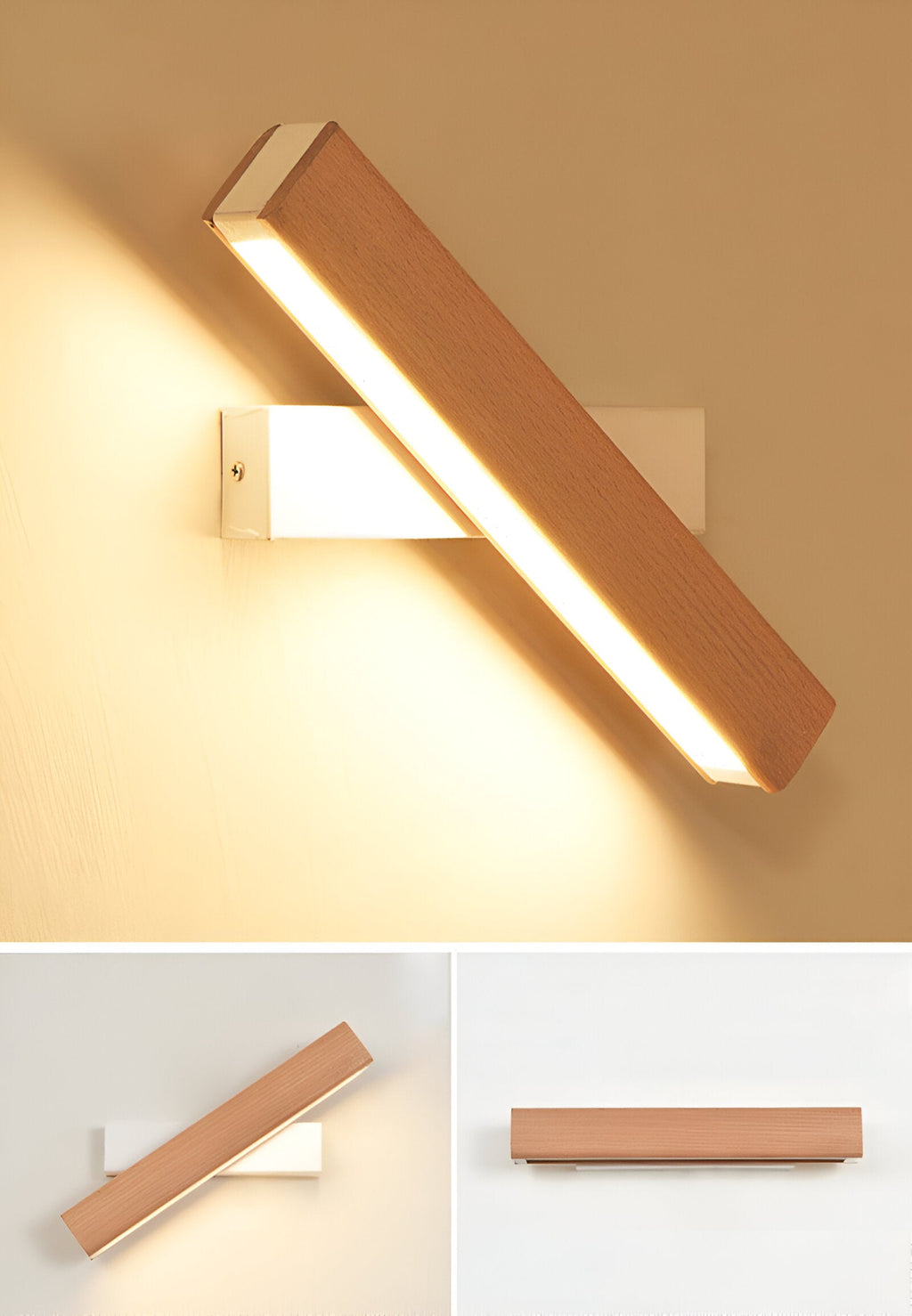 TwistLED Wall Lamp - 360° rotatable rectangular LED wall lamp made of wood