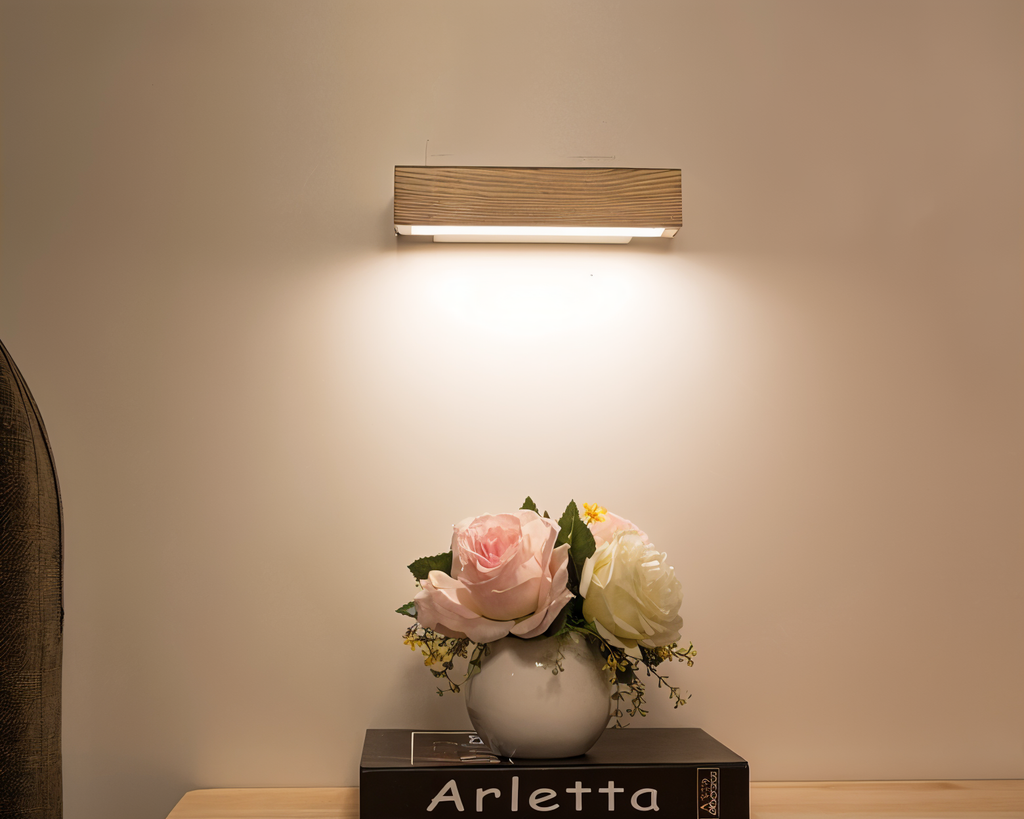 TwistLED Wall Lamp - 360° rotatable rectangular LED wall lamp made of wood