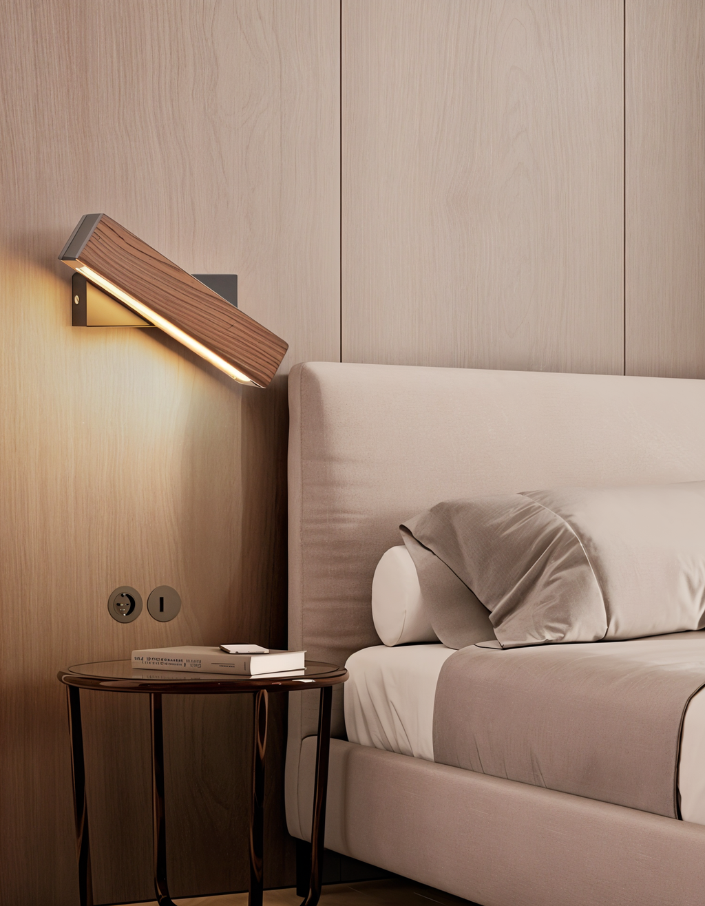 TwistLED Wall Lamp - 360° rotatable rectangular LED wall lamp made of wood