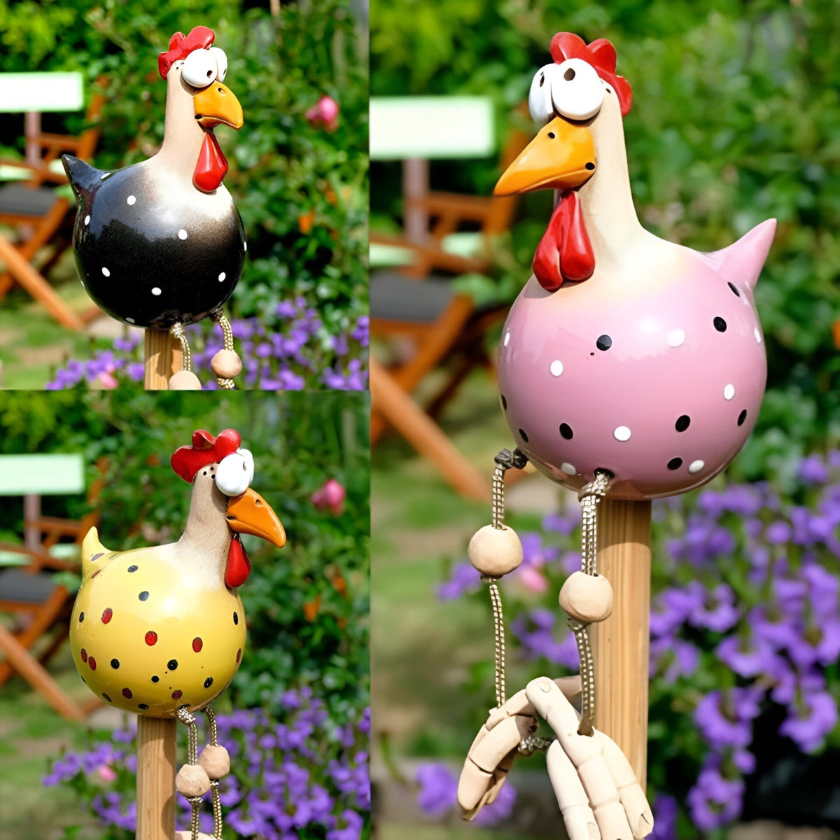 Large Eyes Chicken Statue - Weatherproof Resin Craft - Rooster Garden Statue