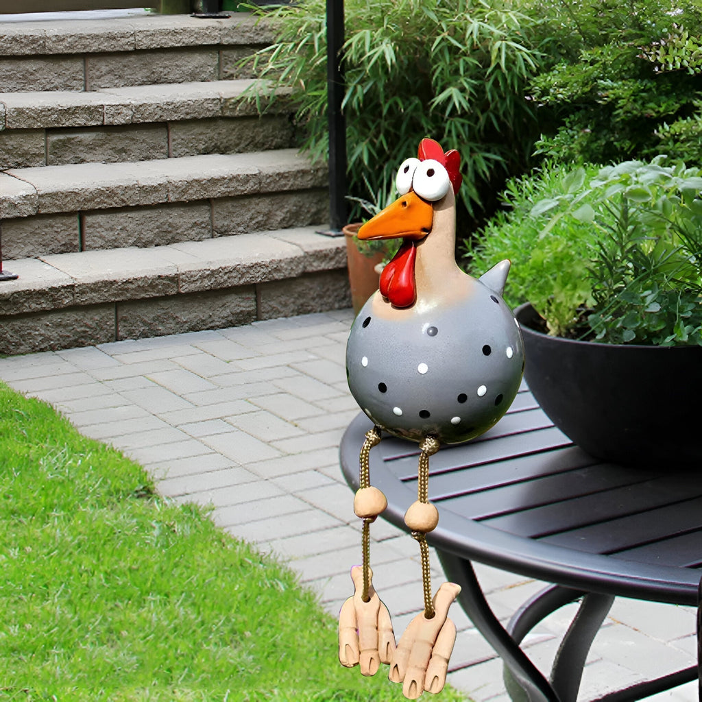 Large Eyes Chicken Statue - Weatherproof Resin Craft - Rooster Garden Statue