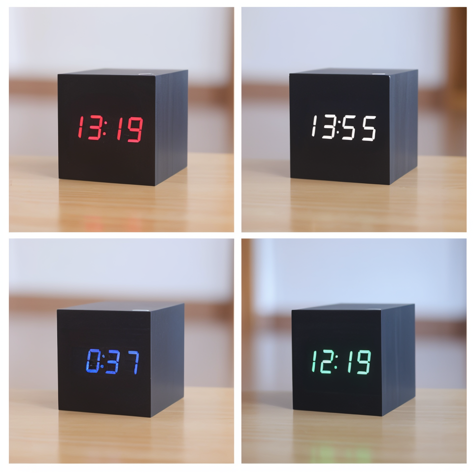 Digital LED Clock - Cube Clock - Wooden Clock