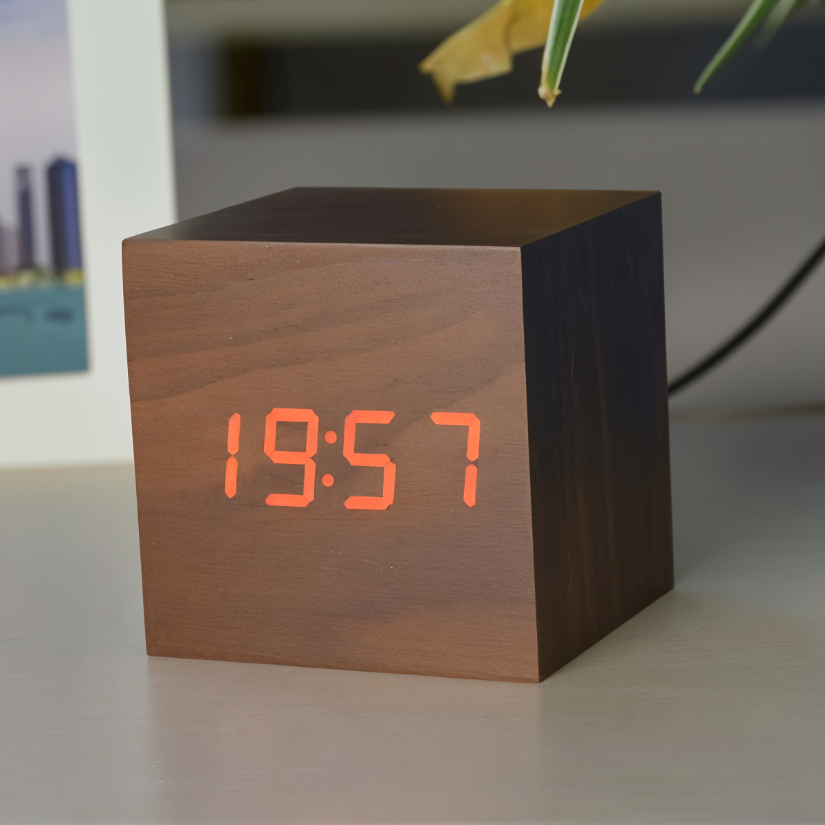Digital LED Clock - Cube Clock - Wooden Clock