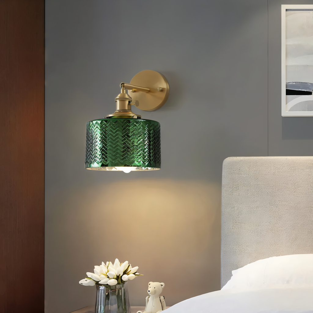 Adjustable LED Wall Lamp of Ribbed Glass in Scandinavian Design