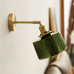 Adjustable LED Wall Lamp of Ribbed Glass in Scandinavian Design