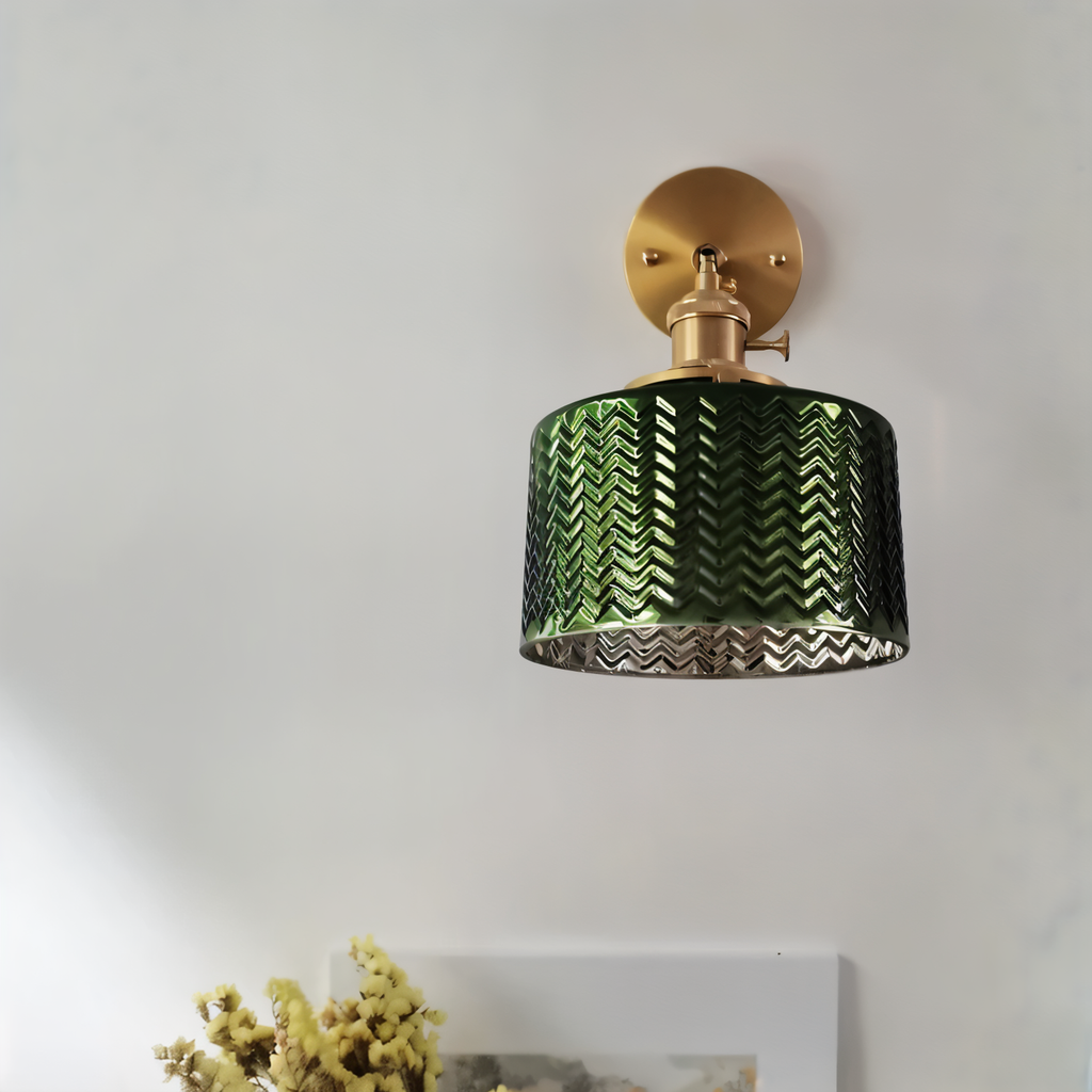 Adjustable LED Wall Lamp of Ribbed Glass in Scandinavian Design