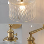 Adjustable LED Wall Lamp of Ribbed Glass in Scandinavian Design