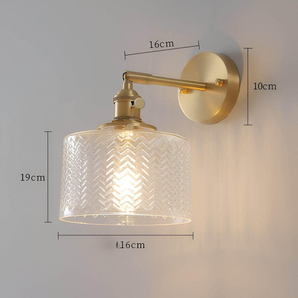 Adjustable LED Wall Lamp of Ribbed Glass in Scandinavian Design
