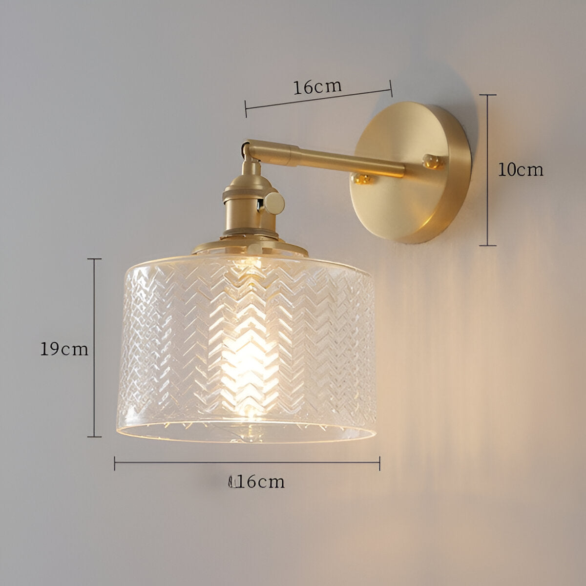 Adjustable LED Wall Lamp of Ribbed Glass in Scandinavian Design