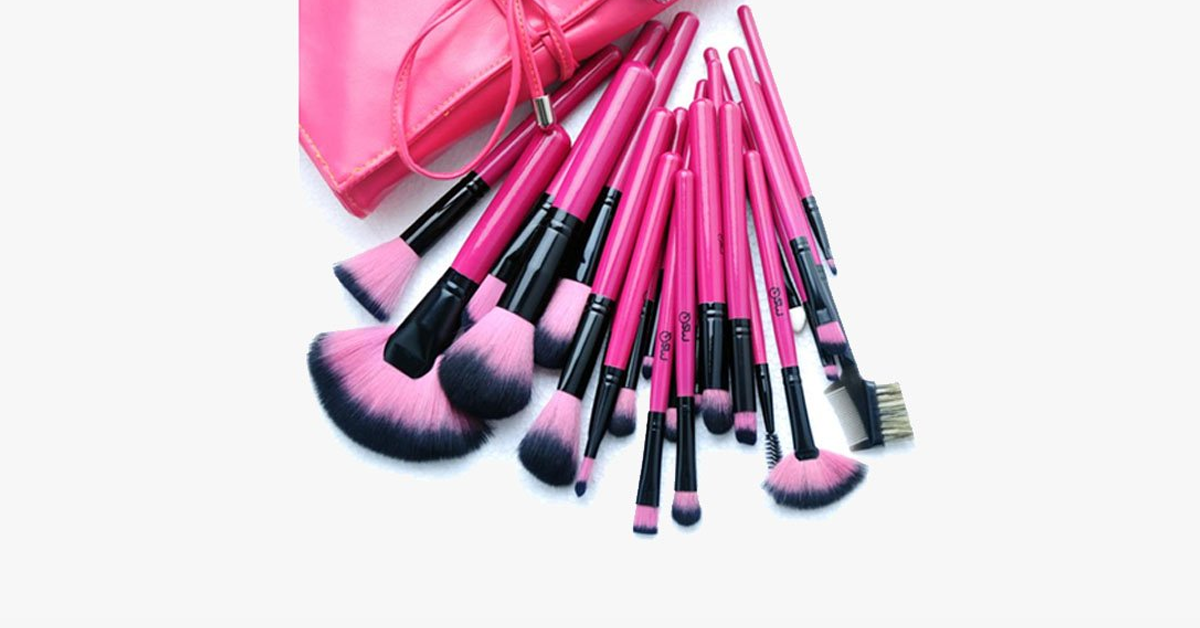 Hot Pink 24-Piece Makeup Brush Set