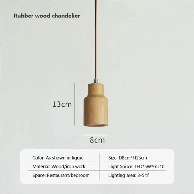 Scandinavian Wooden Pendant Light – Minimalist Design for Living Room and Bedroom | Natural Wood Look