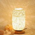 HolzLuma LED Table Lamp | Handmade from Wood & Rope | Warm White Light | For Bedroom & Living Room