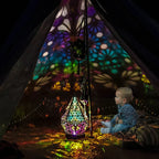 Wood projection lamp with hollow cut - Colored LED night light for living room and bedroom