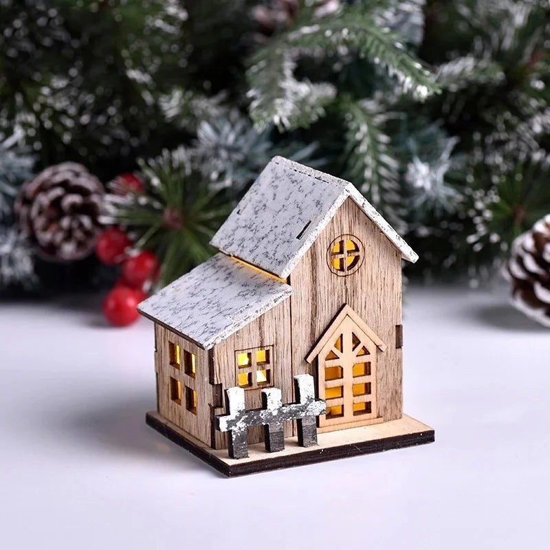 Wooden Christmas LED Light House with Warm Lighting