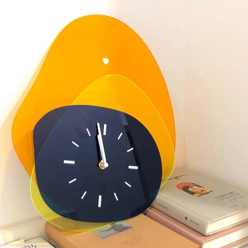 HueTime | Wall Clock Modern Neon Blue 25x35 cm Acrylic
