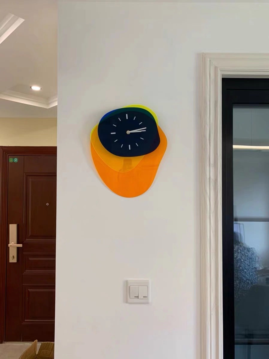 HueTime | Wall Clock Modern Neon Blue 25x35 cm Acrylic
