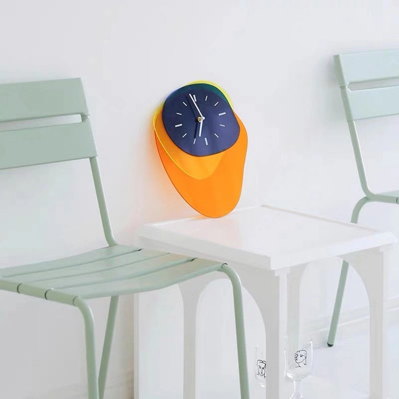 HueTime | Wall Clock Modern Neon Blue 25x35 cm Acrylic