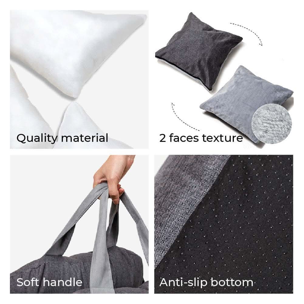 Dog seat bed with safety belt & non-slip base for car & home