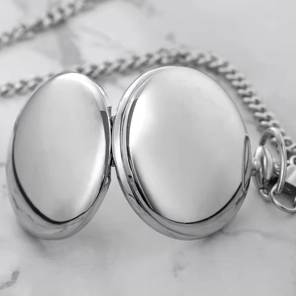 Silver Full Hunter Pocket Watch with Classical and Antique Look - Elaborately designed to be the perfect complement to your wardrobe