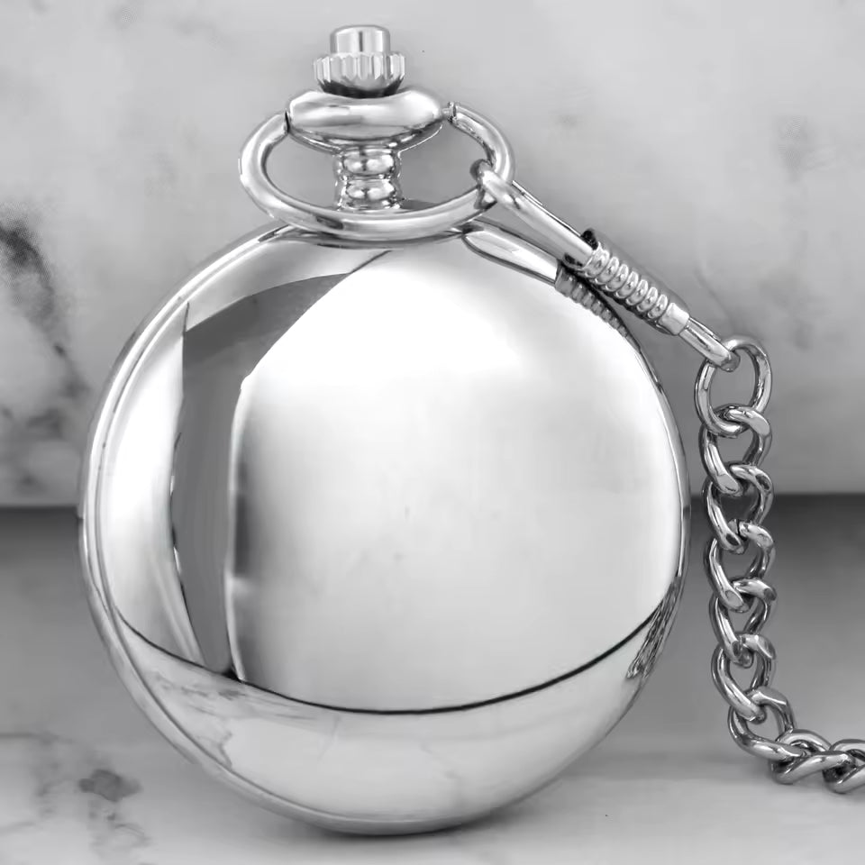 Silver Full Hunter Pocket Watch with Classical and Antique Look - Elaborately designed to be the perfect complement to your wardrobe