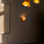 Retro Wall Lamp of Colored Glass in Skirt-Shaped Shell Pattern