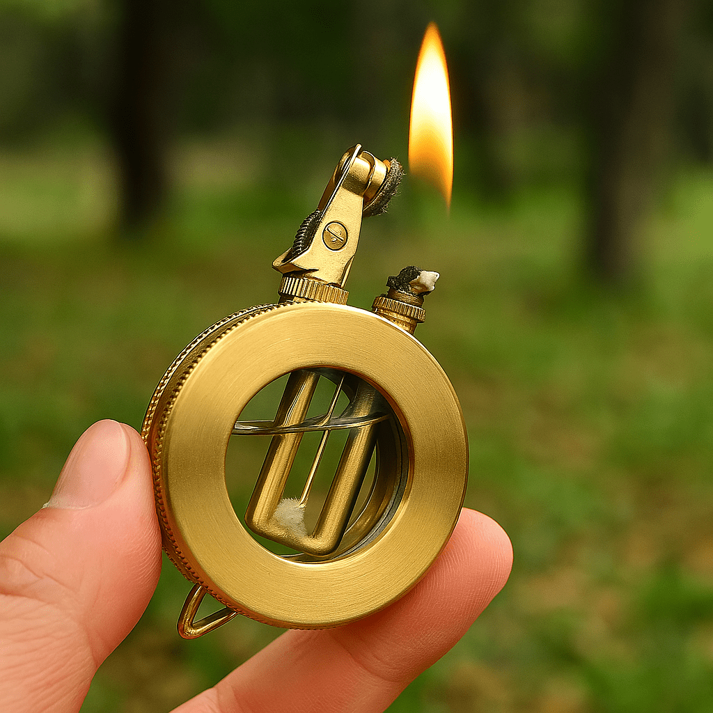 Retro storm lighter with sturdy metal housing