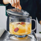 Glass heat-resistant cooking pot