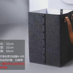 Collapsible laundry basket with leather handles