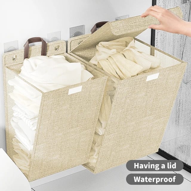 Wall-mounted folding laundry basket