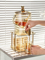 Glass juice dispenser with 4 cups