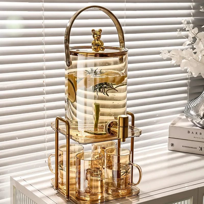 Glass juice dispenser with 4 cups