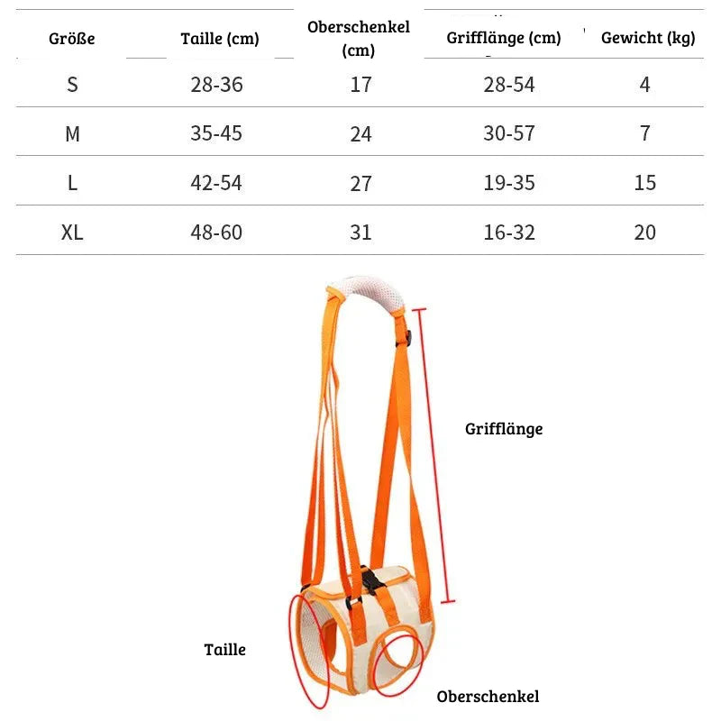 Ergonomic lifting harness for dogs hind legs