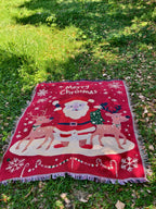 Thick Knitted Gold Thread Christmas Sofa Throw